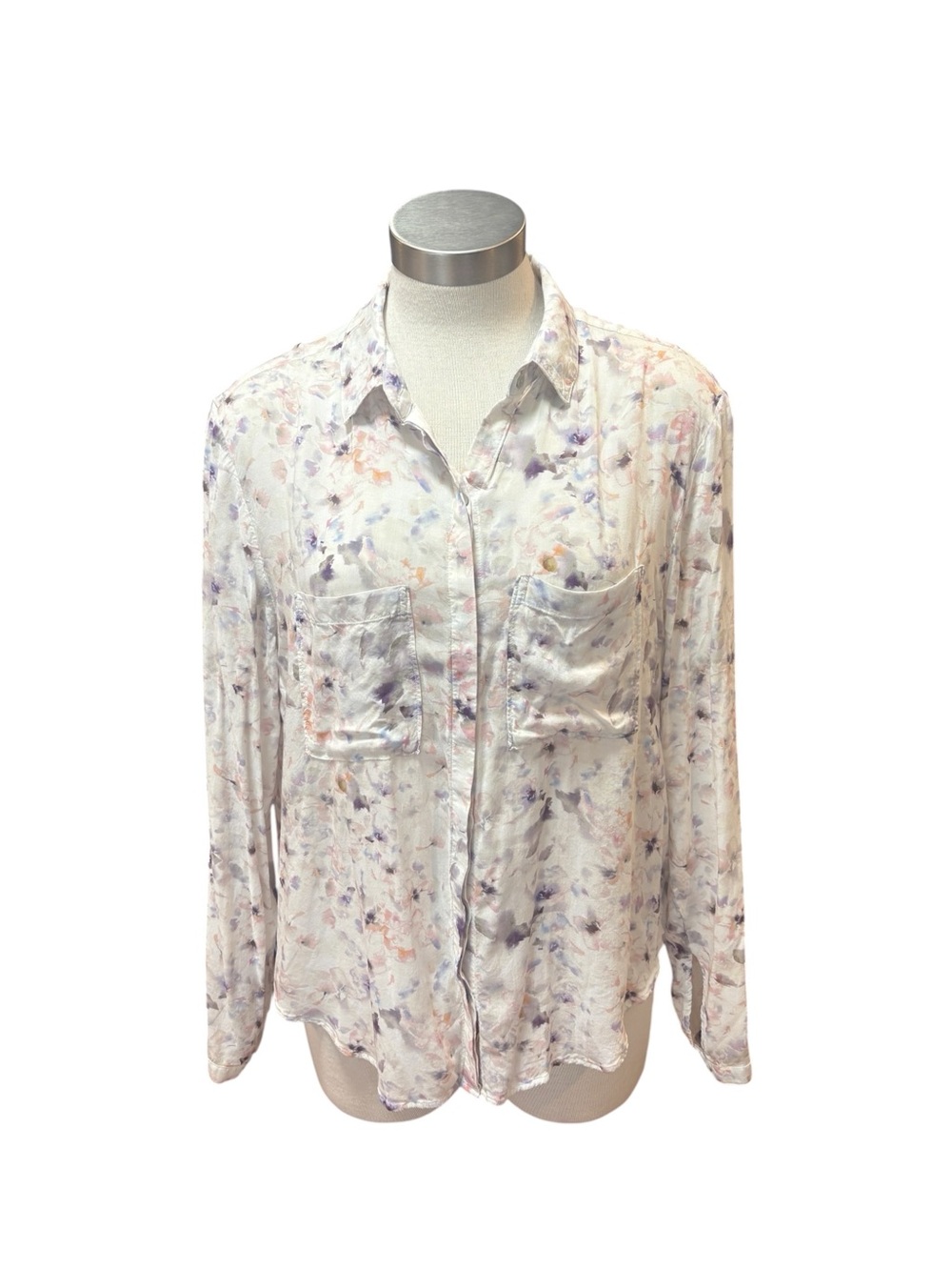 Anthropologie Cloth and Stone Womens Blouse Watercolour Floral Print Sz. L